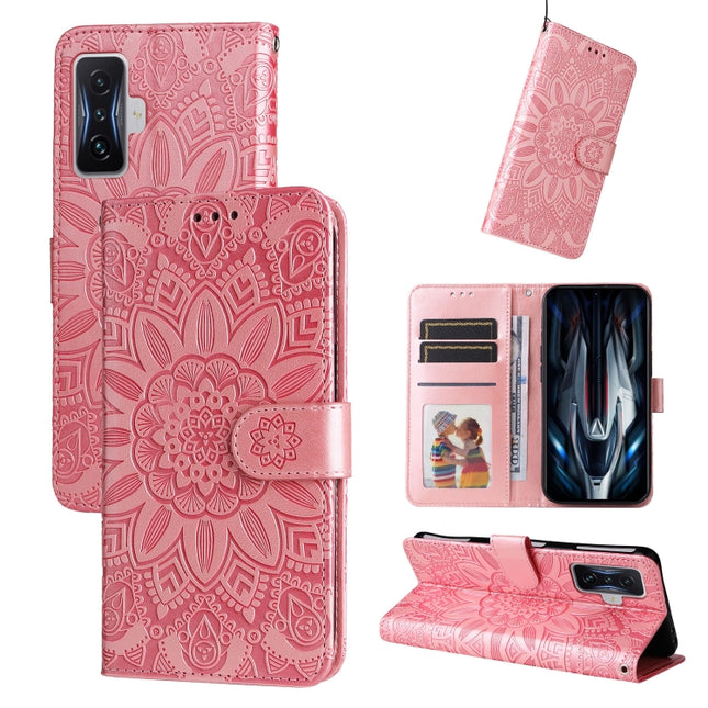Embossed Sunflower Leather Phone Case, For Xiaomi Redmi K50 Gaming 5G, For Xiaomi Redmi Note 10 Pro 5G, For Xiaomi Redmi Note 9 4G Foreign Version / 10X 4G, For Xiaomi Redmi Note 9S