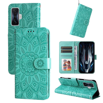 Embossed Sunflower Leather Phone Case, For Xiaomi Redmi K50 Gaming 5G, For Xiaomi Redmi Note 10 Pro 5G, For Xiaomi Redmi Note 9 4G Foreign Version / 10X 4G, For Xiaomi Redmi Note 9S
