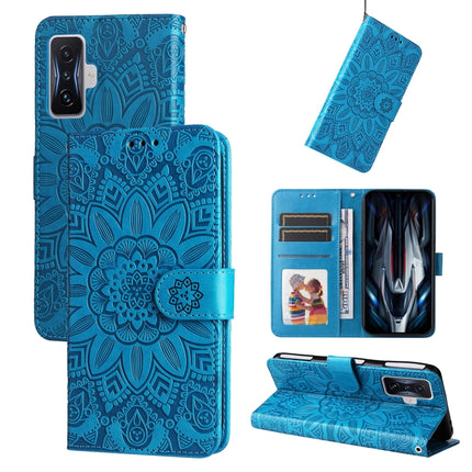 Embossed Sunflower Leather Phone Case, For Xiaomi Redmi K50 Gaming 5G, For Xiaomi Redmi Note 10 Pro 5G, For Xiaomi Redmi Note 9 4G Foreign Version / 10X 4G, For Xiaomi Redmi Note 9S