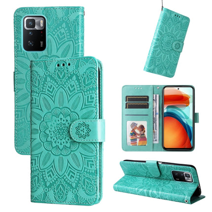 Embossed Sunflower Leather Phone Case, For Xiaomi Redmi K50 Gaming 5G, For Xiaomi Redmi Note 10 Pro 5G, For Xiaomi Redmi Note 9 4G Foreign Version / 10X 4G, For Xiaomi Redmi Note 9S