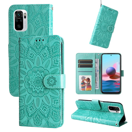 Embossed Sunflower Leather Phone Case, For Xiaomi Redmi Note 10 4G / Note 10S 4G, For Xiaomi Redmi Note 10 5G, For Xiaomi Redmi Note 10 Pro / Note 10 Pro Max, For Xiaomi Redmi Note 11 5G  / Poco M4 Pro 5G