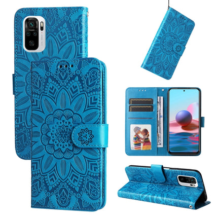 Embossed Sunflower Leather Phone Case, For Xiaomi Redmi Note 10 4G / Note 10S 4G, For Xiaomi Redmi Note 10 5G, For Xiaomi Redmi Note 10 Pro / Note 10 Pro Max, For Xiaomi Redmi Note 11 5G  / Poco M4 Pro 5G