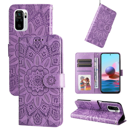 Embossed Sunflower Leather Phone Case, For Xiaomi Redmi Note 10 4G / Note 10S 4G, For Xiaomi Redmi Note 10 5G, For Xiaomi Redmi Note 10 Pro / Note 10 Pro Max, For Xiaomi Redmi Note 11 5G  / Poco M4 Pro 5G