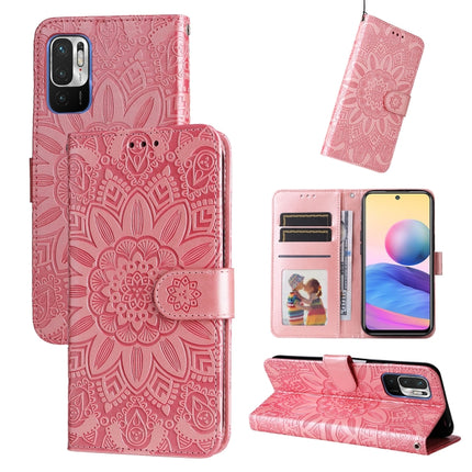 Embossed Sunflower Leather Phone Case, For Xiaomi Redmi Note 10 4G / Note 10S 4G, For Xiaomi Redmi Note 10 5G, For Xiaomi Redmi Note 10 Pro / Note 10 Pro Max, For Xiaomi Redmi Note 11 5G  / Poco M4 Pro 5G
