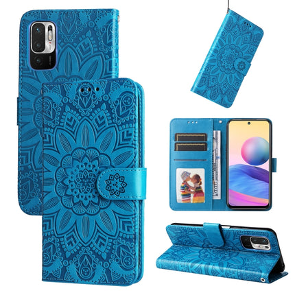 Embossed Sunflower Leather Phone Case, For Xiaomi Redmi Note 10 4G / Note 10S 4G, For Xiaomi Redmi Note 10 5G, For Xiaomi Redmi Note 10 Pro / Note 10 Pro Max, For Xiaomi Redmi Note 11 5G  / Poco M4 Pro 5G