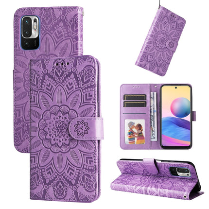 Embossed Sunflower Leather Phone Case, For Xiaomi Redmi Note 10 4G / Note 10S 4G, For Xiaomi Redmi Note 10 5G, For Xiaomi Redmi Note 10 Pro / Note 10 Pro Max, For Xiaomi Redmi Note 11 5G  / Poco M4 Pro 5G