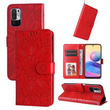 Embossed Sunflower Leather Phone Case, For Xiaomi Redmi Note 10 4G / Note 10S 4G, For Xiaomi Redmi Note 10 5G, For Xiaomi Redmi Note 10 Pro / Note 10 Pro Max, For Xiaomi Redmi Note 11 5G  / Poco M4 Pro 5G