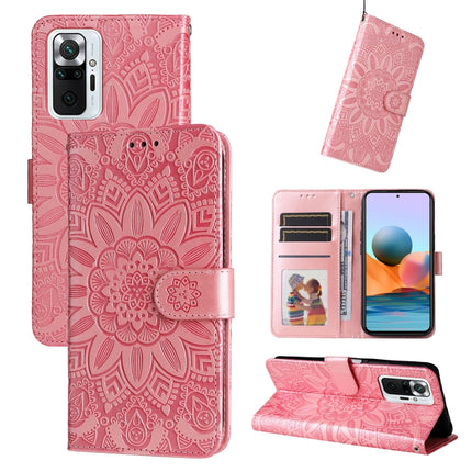Embossed Sunflower Leather Phone Case, For Xiaomi Redmi Note 10 4G / Note 10S 4G, For Xiaomi Redmi Note 10 5G, For Xiaomi Redmi Note 10 Pro / Note 10 Pro Max, For Xiaomi Redmi Note 11 5G  / Poco M4 Pro 5G