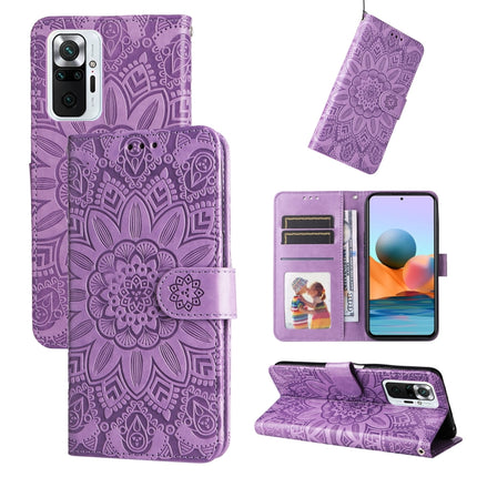 Embossed Sunflower Leather Phone Case, For Xiaomi Redmi Note 10 4G / Note 10S 4G, For Xiaomi Redmi Note 10 5G, For Xiaomi Redmi Note 10 Pro / Note 10 Pro Max, For Xiaomi Redmi Note 11 5G  / Poco M4 Pro 5G