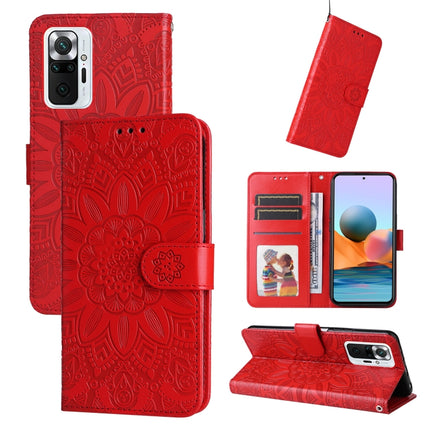 Embossed Sunflower Leather Phone Case, For Xiaomi Redmi Note 10 4G / Note 10S 4G, For Xiaomi Redmi Note 10 5G, For Xiaomi Redmi Note 10 Pro / Note 10 Pro Max, For Xiaomi Redmi Note 11 5G  / Poco M4 Pro 5G