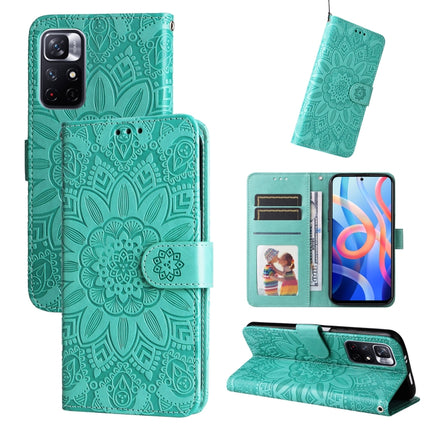 Embossed Sunflower Leather Phone Case, For Xiaomi Redmi Note 10 4G / Note 10S 4G, For Xiaomi Redmi Note 10 5G, For Xiaomi Redmi Note 10 Pro / Note 10 Pro Max, For Xiaomi Redmi Note 11 5G  / Poco M4 Pro 5G