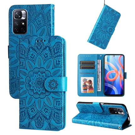 Embossed Sunflower Leather Phone Case, For Xiaomi Redmi Note 10 4G / Note 10S 4G, For Xiaomi Redmi Note 10 5G, For Xiaomi Redmi Note 10 Pro / Note 10 Pro Max, For Xiaomi Redmi Note 11 5G  / Poco M4 Pro 5G