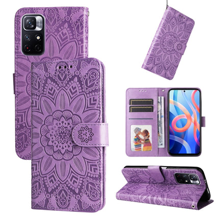 Embossed Sunflower Leather Phone Case, For Xiaomi Redmi Note 10 4G / Note 10S 4G, For Xiaomi Redmi Note 10 5G, For Xiaomi Redmi Note 10 Pro / Note 10 Pro Max, For Xiaomi Redmi Note 11 5G  / Poco M4 Pro 5G