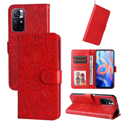 Embossed Sunflower Leather Phone Case, For Xiaomi Redmi Note 10 4G / Note 10S 4G, For Xiaomi Redmi Note 10 5G, For Xiaomi Redmi Note 10 Pro / Note 10 Pro Max, For Xiaomi Redmi Note 11 5G  / Poco M4 Pro 5G