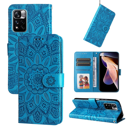 Embossed Sunflower Leather Phone Case, For Xiaomi Redmi Note 11E, For Xiaomi Redmi Note 11 Pro 5G, For Xiaomi Redmi Note 11 Pro 4G Foreign Version / 5G, For Xiaomi Redmi Note 11S / Note 11 4G Foreign Version