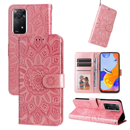 Embossed Sunflower Leather Phone Case, For Xiaomi Redmi Note 11E, For Xiaomi Redmi Note 11 Pro 5G, For Xiaomi Redmi Note 11 Pro 4G Foreign Version / 5G, For Xiaomi Redmi Note 11S / Note 11 4G Foreign Version