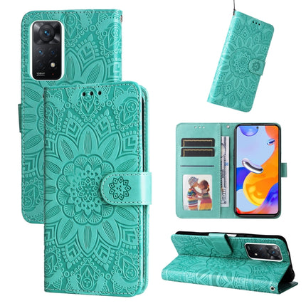 Embossed Sunflower Leather Phone Case, For Xiaomi Redmi Note 11E, For Xiaomi Redmi Note 11 Pro 5G, For Xiaomi Redmi Note 11 Pro 4G Foreign Version / 5G, For Xiaomi Redmi Note 11S / Note 11 4G Foreign Version