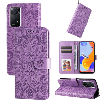 Embossed Sunflower Leather Phone Case, For Xiaomi Redmi Note 11E, For Xiaomi Redmi Note 11 Pro 5G, For Xiaomi Redmi Note 11 Pro 4G Foreign Version / 5G, For Xiaomi Redmi Note 11S / Note 11 4G Foreign Version