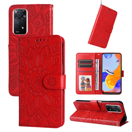Embossed Sunflower Leather Phone Case, For Xiaomi Redmi Note 11E, For Xiaomi Redmi Note 11 Pro 5G, For Xiaomi Redmi Note 11 Pro 4G Foreign Version / 5G, For Xiaomi Redmi Note 11S / Note 11 4G Foreign Version
