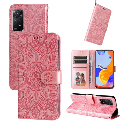 Embossed Sunflower Leather Phone Case, For Xiaomi Redmi Note 11E, For Xiaomi Redmi Note 11 Pro 5G, For Xiaomi Redmi Note 11 Pro 4G Foreign Version / 5G, For Xiaomi Redmi Note 11S / Note 11 4G Foreign Version
