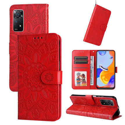 Embossed Sunflower Leather Phone Case, For Xiaomi Redmi Note 11E, For Xiaomi Redmi Note 11 Pro 5G, For Xiaomi Redmi Note 11 Pro 4G Foreign Version / 5G, For Xiaomi Redmi Note 11S / Note 11 4G Foreign Version