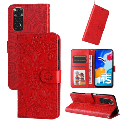 Embossed Sunflower Leather Phone Case, For Xiaomi Redmi Note 11E, For Xiaomi Redmi Note 11 Pro 5G, For Xiaomi Redmi Note 11 Pro 4G Foreign Version / 5G, For Xiaomi Redmi Note 11S / Note 11 4G Foreign Version