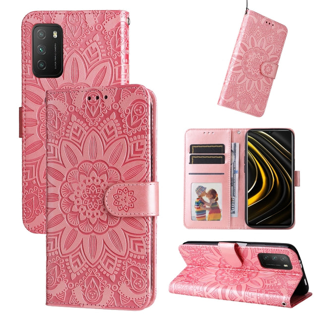 Embossed Sunflower Leather Phone Case, For Xiaomi 12 Pro, For Xiaomi 12 / 12X, For Xiaomi Poco M3 / Redmi 9T / Redmi 9 Power, For Xiaomi Poco X3 NFC