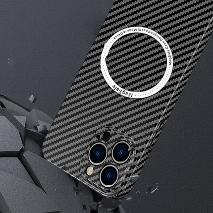 Carbon Fiber Texture MagSafe Magnetic Phone Case, For iPhone 14, For iPhone 14 Plus, For iPhone 14 Pro