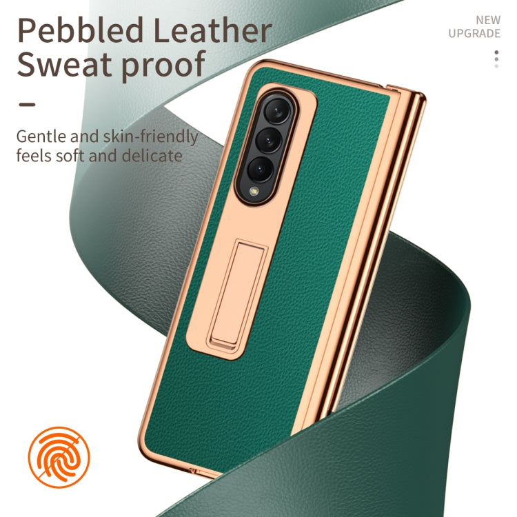 Litchi Texture Leather Hinged Electroplated Phone Case with Pen