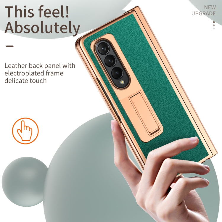 Litchi Texture Leather Hinged Electroplated Phone Case with Pen