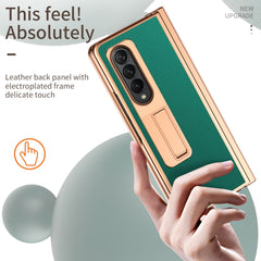 Litchi Texture Leather Hinged Electroplated Phone Case with Pen