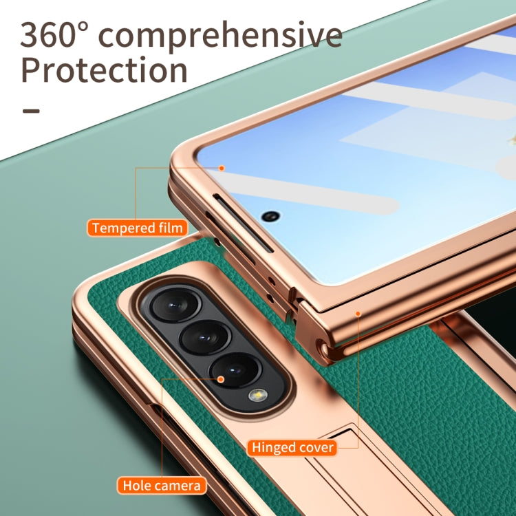 Litchi Texture Leather Hinged Electroplated Phone Case with Pen