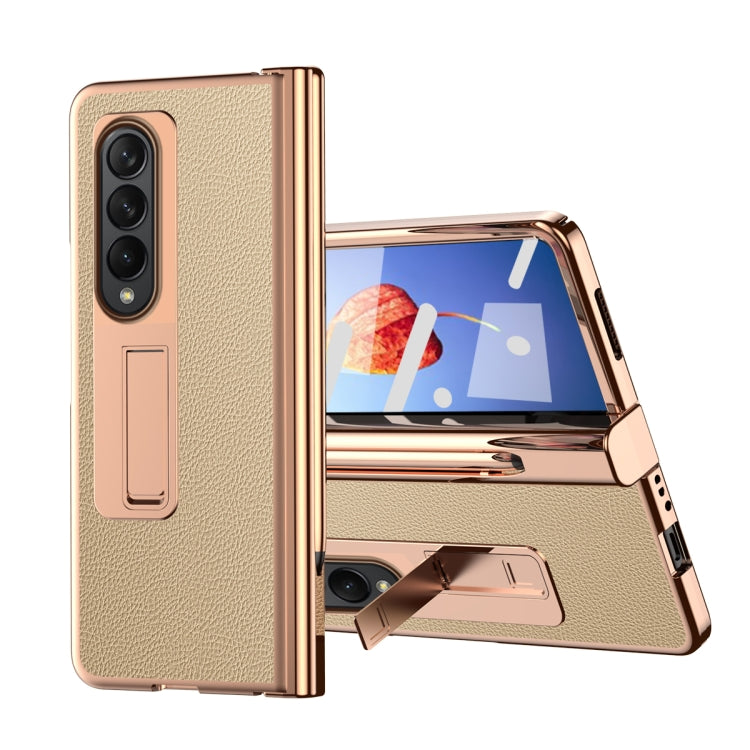 Litchi Texture Leather Hinged Electroplated Phone Case with Pen