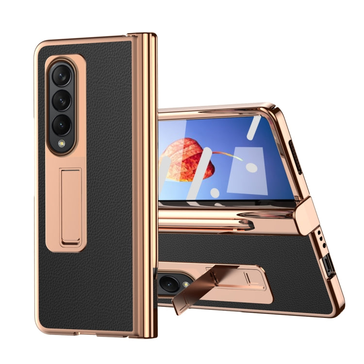 Litchi Texture Leather Hinged Electroplated Phone Case with Pen