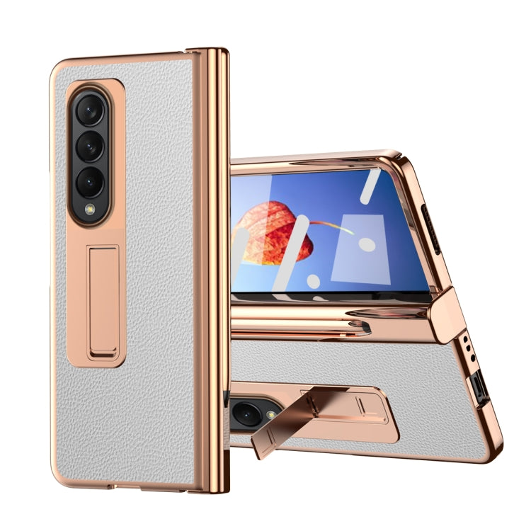 Litchi Texture Leather Hinged Electroplated Phone Case with Pen