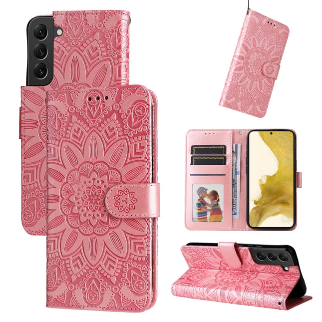Embossed Sunflower Leather Phone Case, For Samsung Galaxy S22 5G, For Samsung Galaxy S22+ 5G, For Samsung Galaxy S22 Ultra 5G, For Samsung Galaxy S21 5G