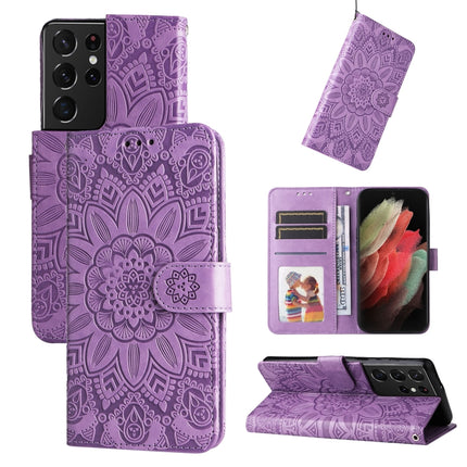 Embossed Sunflower Leather Phone Case, For Samsung Galaxy S21+ 5G, For Samsung Galaxy S21 Ultra 5G, For Samsung Galaxy S21 FE 5G, For Samsung Galaxy S20