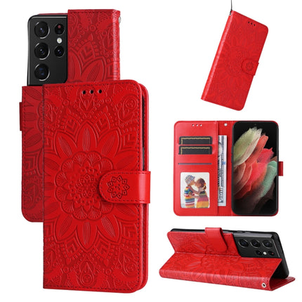 Embossed Sunflower Leather Phone Case, For Samsung Galaxy S21+ 5G, For Samsung Galaxy S21 Ultra 5G, For Samsung Galaxy S21 FE 5G, For Samsung Galaxy S20