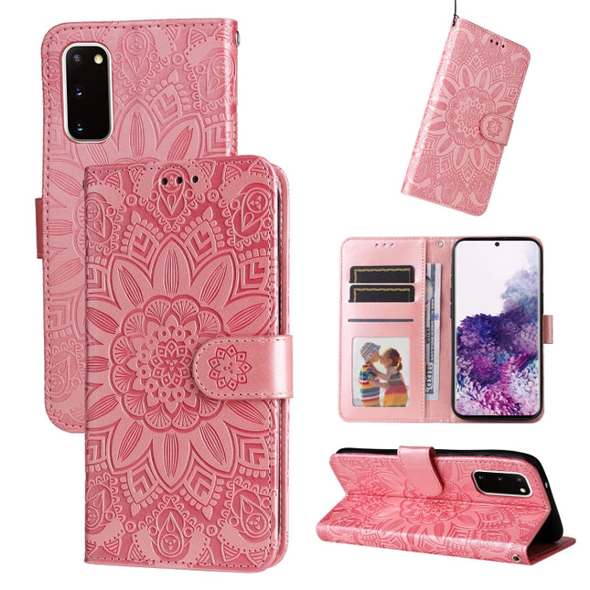Embossed Sunflower Leather Phone Case, For Samsung Galaxy S21+ 5G, For Samsung Galaxy S21 Ultra 5G, For Samsung Galaxy S21 FE 5G, For Samsung Galaxy S20