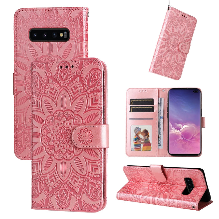 Embossed Sunflower Leather Phone Case, For Samsung Galaxy S10+, For Samsung Galaxy S10e, For Samsung Galaxy A03 EU 166mm, For Samsung Galaxy A03 Global 164mm
