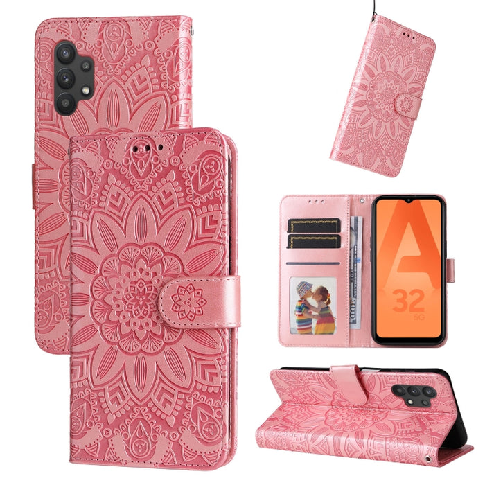 Embossed Sunflower Leather Phone Case, For Samsung Galaxy A32 5G, For Samsung Galaxy A33 5G, For Samsung Galaxy A52 4G / 5G, For Samsung Galaxy A53 5G
