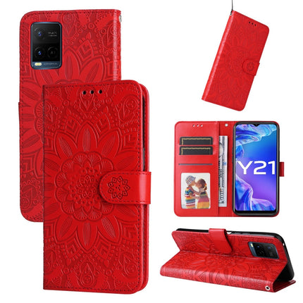Embossed Sunflower Leather Phone Case, For vivo Y21 2021 / Y21s / Y33s, For vivo Y55 5G / Y75 5G / T1 5G, For vivo Y76s / Y76 5G