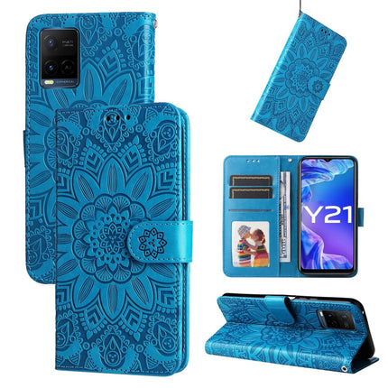 Embossed Sunflower Leather Phone Case, For vivo Y21 2021 / Y21s / Y33s, For vivo Y55 5G / Y75 5G / T1 5G, For vivo Y76s / Y76 5G