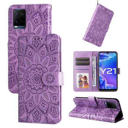 Embossed Sunflower Leather Phone Case, For vivo Y21 2021 / Y21s / Y33s, For vivo Y55 5G / Y75 5G / T1 5G, For vivo Y76s / Y76 5G