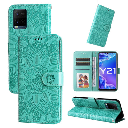Embossed Sunflower Leather Phone Case, For vivo Y21 2021 / Y21s / Y33s, For vivo Y55 5G / Y75 5G / T1 5G, For vivo Y76s / Y76 5G