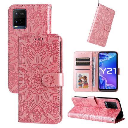 Embossed Sunflower Leather Phone Case, For vivo Y21 2021 / Y21s / Y33s, For vivo Y55 5G / Y75 5G / T1 5G, For vivo Y76s / Y76 5G