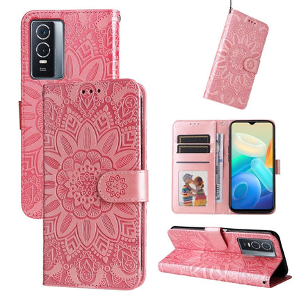 Embossed Sunflower Leather Phone Case, For vivo Y21 2021 / Y21s / Y33s, For vivo Y55 5G / Y75 5G / T1 5G, For vivo Y76s / Y76 5G