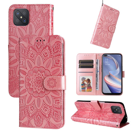 Embossed Sunflower Leather Phone Case, For OPPO A92s / Reno4 Z / A53 5G, For OPPO A74 5G / A54 5G, For OPPO A94 4G / F19 Pro / Reno5 F, For OPPO A94 5G / A95 5G / F19 Pro+