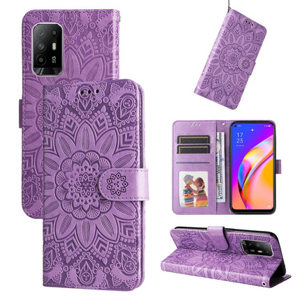 Embossed Sunflower Leather Phone Case, For OPPO A92s / Reno4 Z / A53 5G, For OPPO A74 5G / A54 5G, For OPPO A94 4G / F19 Pro / Reno5 F, For OPPO A94 5G / A95 5G / F19 Pro+