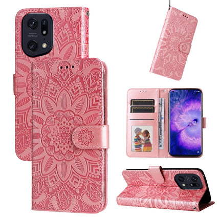 Embossed Sunflower Leather Phone Case, For OPPO Find X5 Lite / Reno7 5G Global, For OPPO Find X5, For OPPO Find X5 Pro, For OPPO Realme 8 4G / 8 Pro